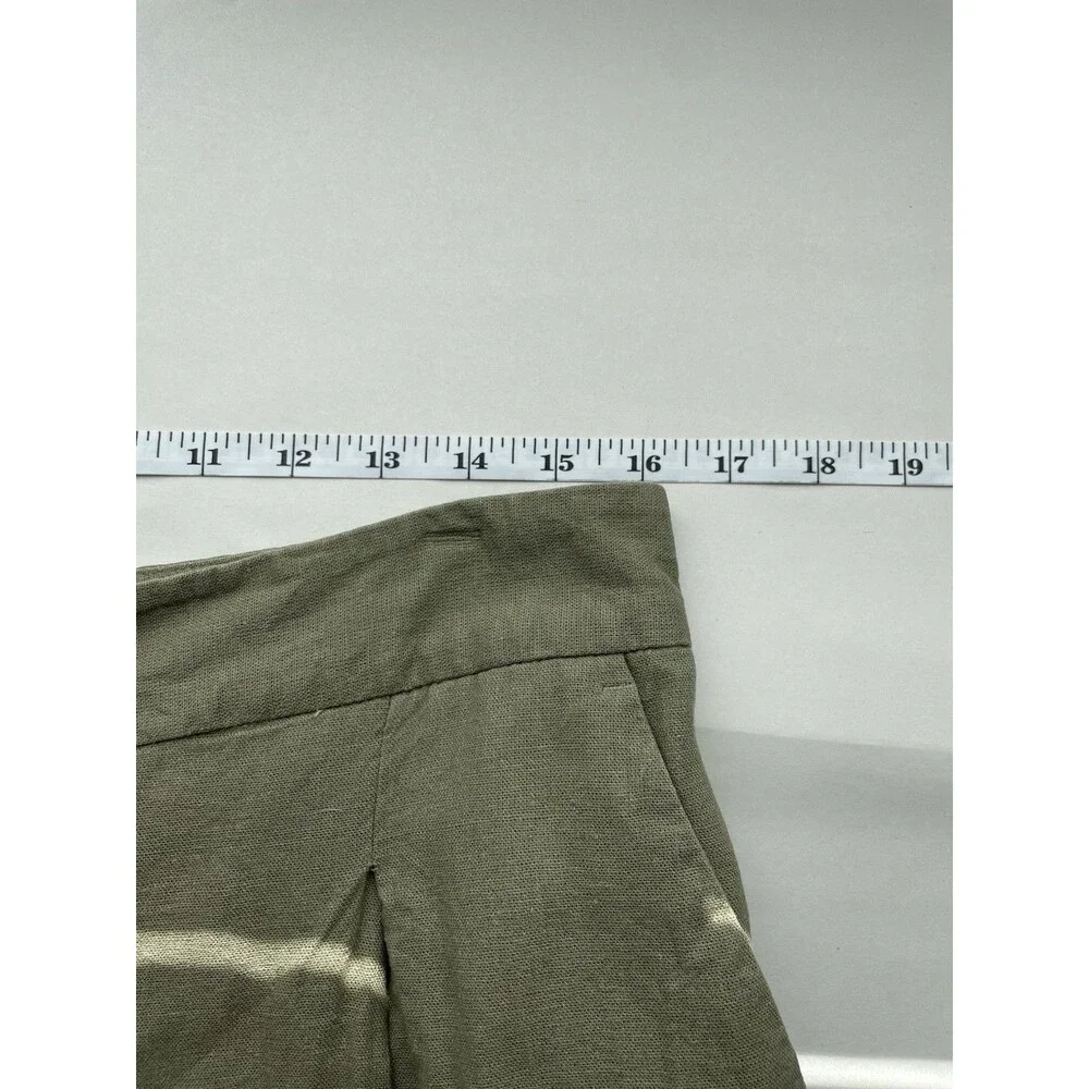 Zara Womens size L Minimalist Linen Blend Cropped Wide barrel Leg pant Green